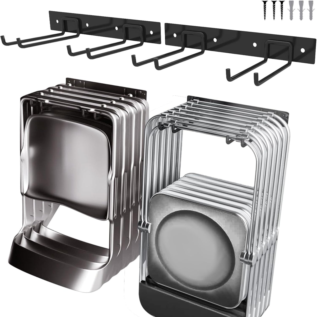 Ganchos para Sillas Plegables y Herramientas de Garaje Pack de 2 - Organizador de Pared Resistente
