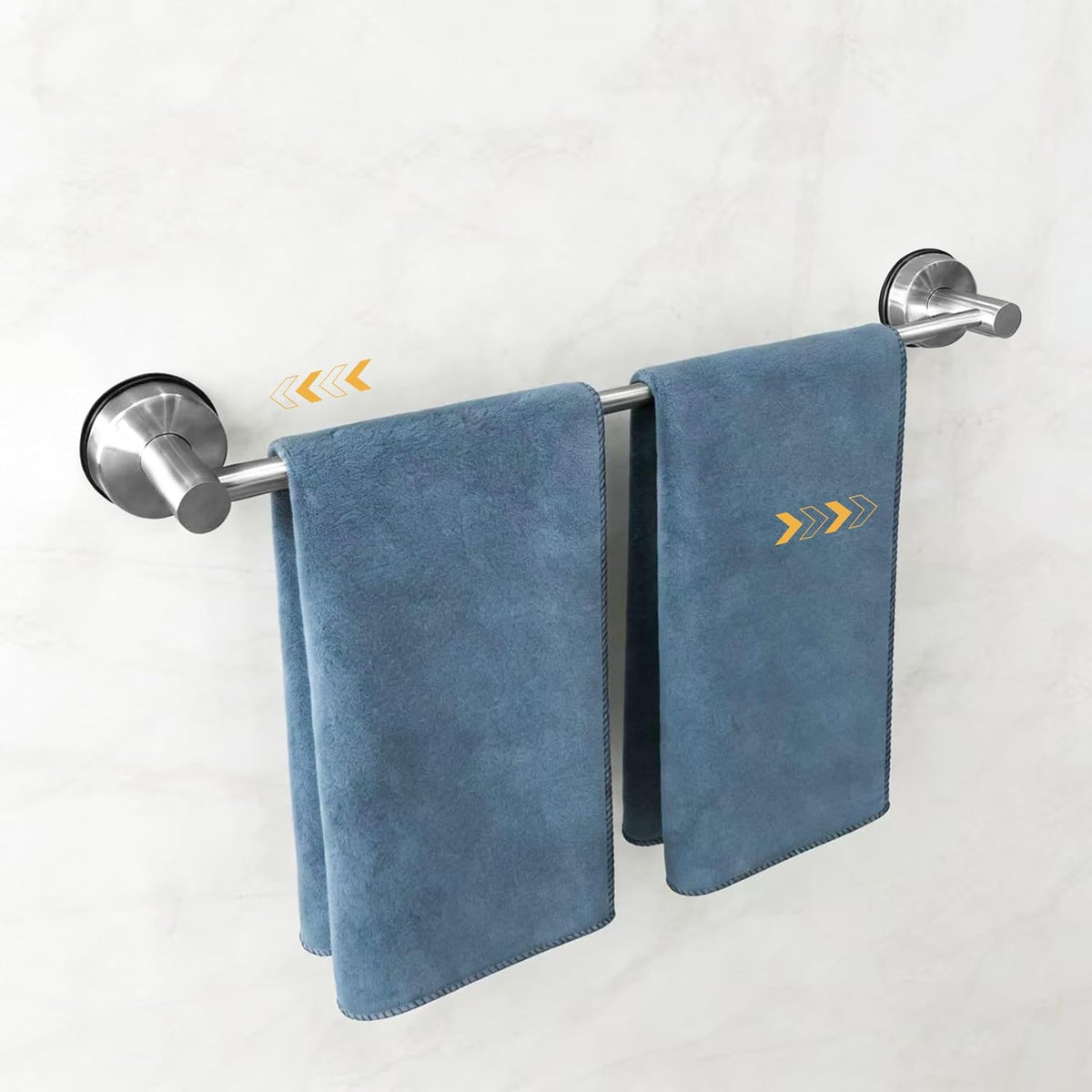 Barra Toallero Acero Inoxidable Ventosa sin Perforación Dovyn, Ajustable 37-61cm Toallero Baño para Puerta Regadera Vidrio Pared Azulejo, Soporte Toallero Montado Resistente Pesado Plateado