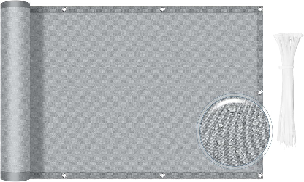 Pantalla de Privacidad para Balcón SUNLAX – 0.9 x 3 m, Impermeable, Protección UV, Gris