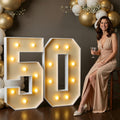 Números luminosos de 3 pies para marquesina imprsv, números luminosos para marquesina, decoración para el 50 cumpleaños de mujeres, kit de arco de decoración para fiesta de aniversario de cartón pluma para mujeres de 50 cumpleaños (DIY)