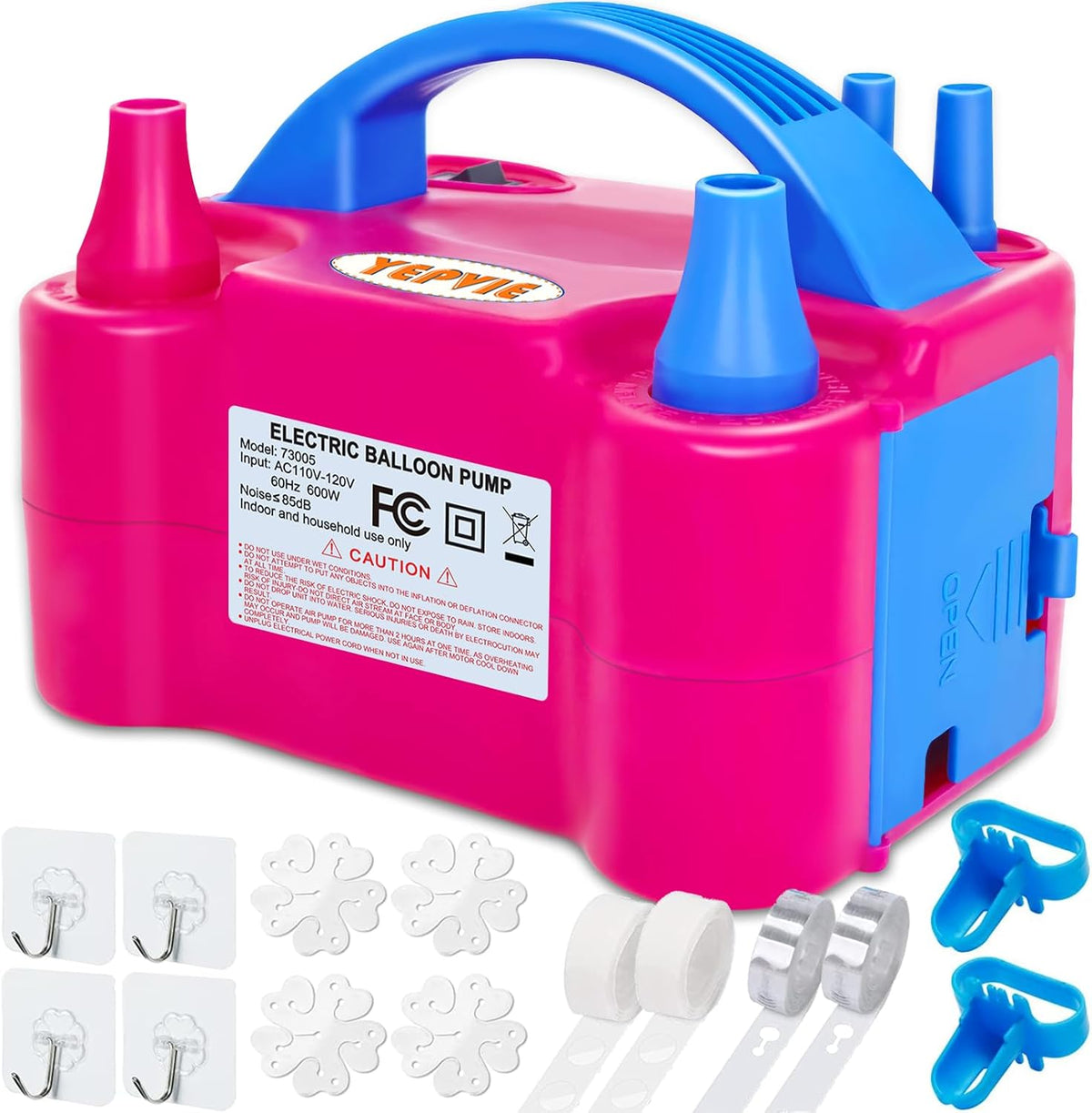 Bomba de Aire Eléctrica para Globos YEPVIE – Portátil, 2 Modos e Incluye 14 Kits para Arcos de Globos