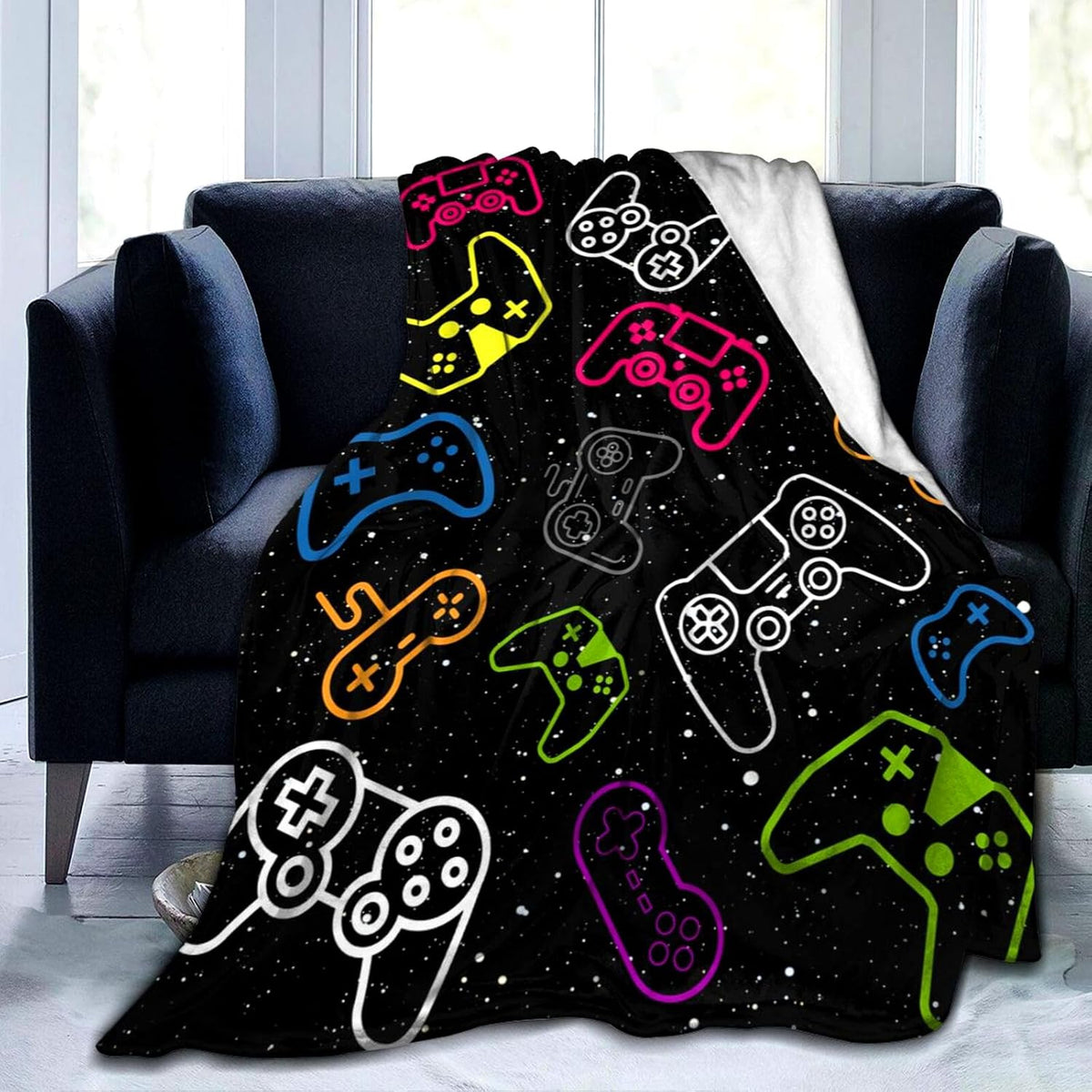 Manta Gaming de Franela Suave – 127cm x 102cm | Ideal para Sofá, Viaje y Regalo Gamer