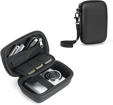 Funda para Cámara Compatible con Cámara Digital KODAK PIXPRO FZ45-BK/FZ55, CAMKORY DC403, STUOGYUM DC402-AF, Estuche Compacto de Viaje con 3 Ranuras para Tarjetas SD y Bolsillo de Malla