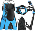 Juego de Equipo de Snorkel Aegend para Niños - Máscara de Buceo Antiniebla, Aletas Ajustables y Snorkel Seco, Kit de Snorkel Completo para Natación y Buceo Juvenil (Edades 5-15) (Negro, XS)