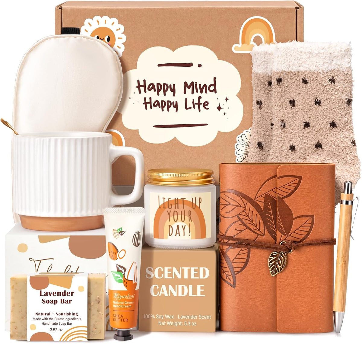 Cestas de regalo para mujeres, 9 piezas Regalos únicos de feliz cumpleaños para mujeres, Cesta de agradecimiento Ideas de Navidad Caja con taza de café para su mamá Amiga Maestra Compañera de trabajo, Los mejores regalos de agradecimiento para empleados