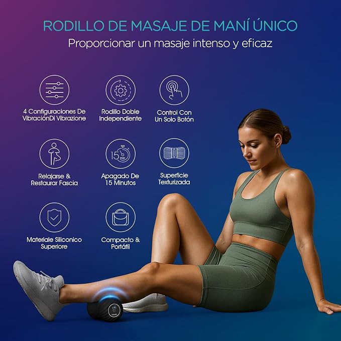 Bola de Masaje Vibratoria de Maní, Masaje de Punto de Activación de Tejido Profundo Para Liberar la Tensión y el Dolor Muscular, Portátil y Recargable para Yoga Fitness, MB300 Negro