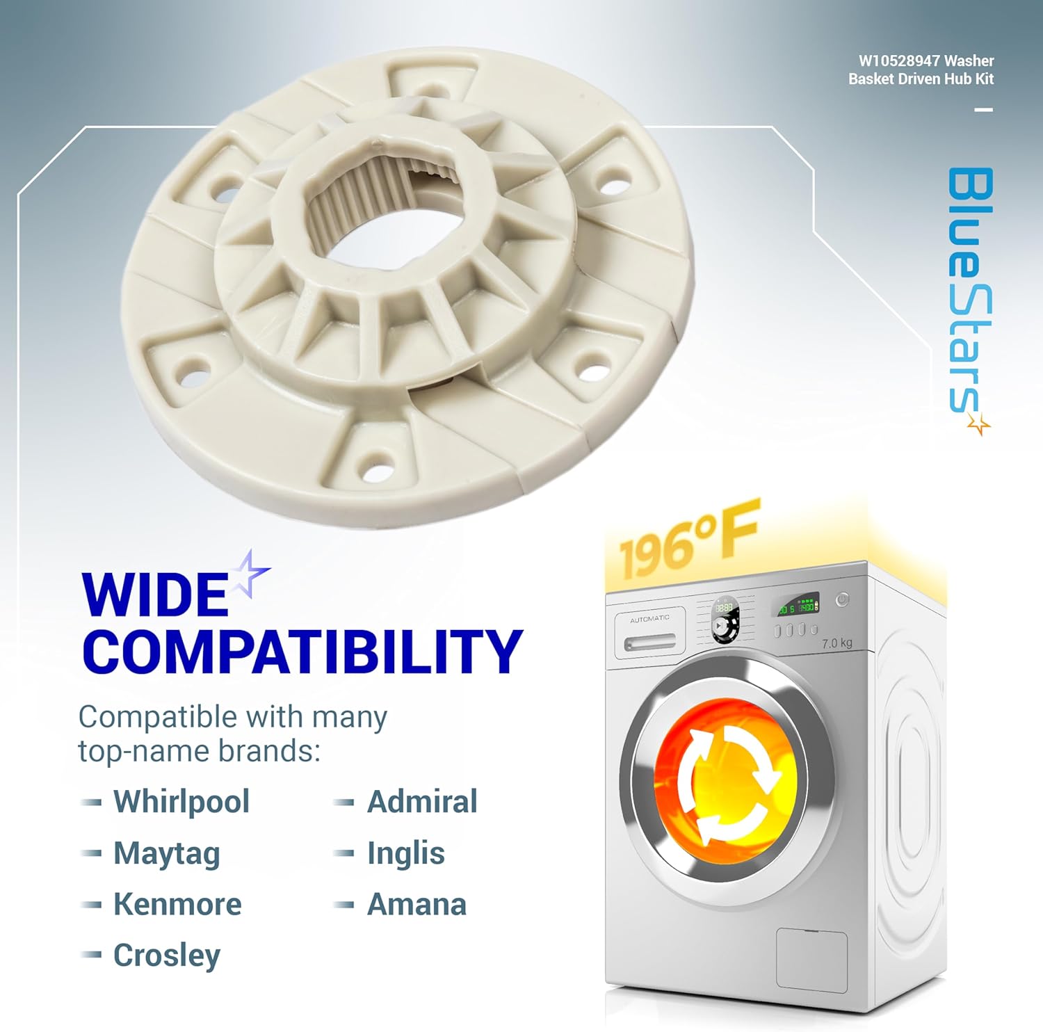 BlueStars W10528947 W10396887 Pieza de cubo impulsado por cesta de arandela – Compatible con lavadoras Maytag Whirlpool Kenmore – Reemplaza AP5665171 W10528947VP PS6012095 MVWX655DW1 MVWC565FW1 – Diseño mejorado