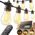 Luces de Cadena Solar Addlon 54 ft para Exterior | +20 Horas, IP65 Impermeable, Control Remoto, 3 Modos, Luz Cálida 2700K – Patio, Jardín, Terraza