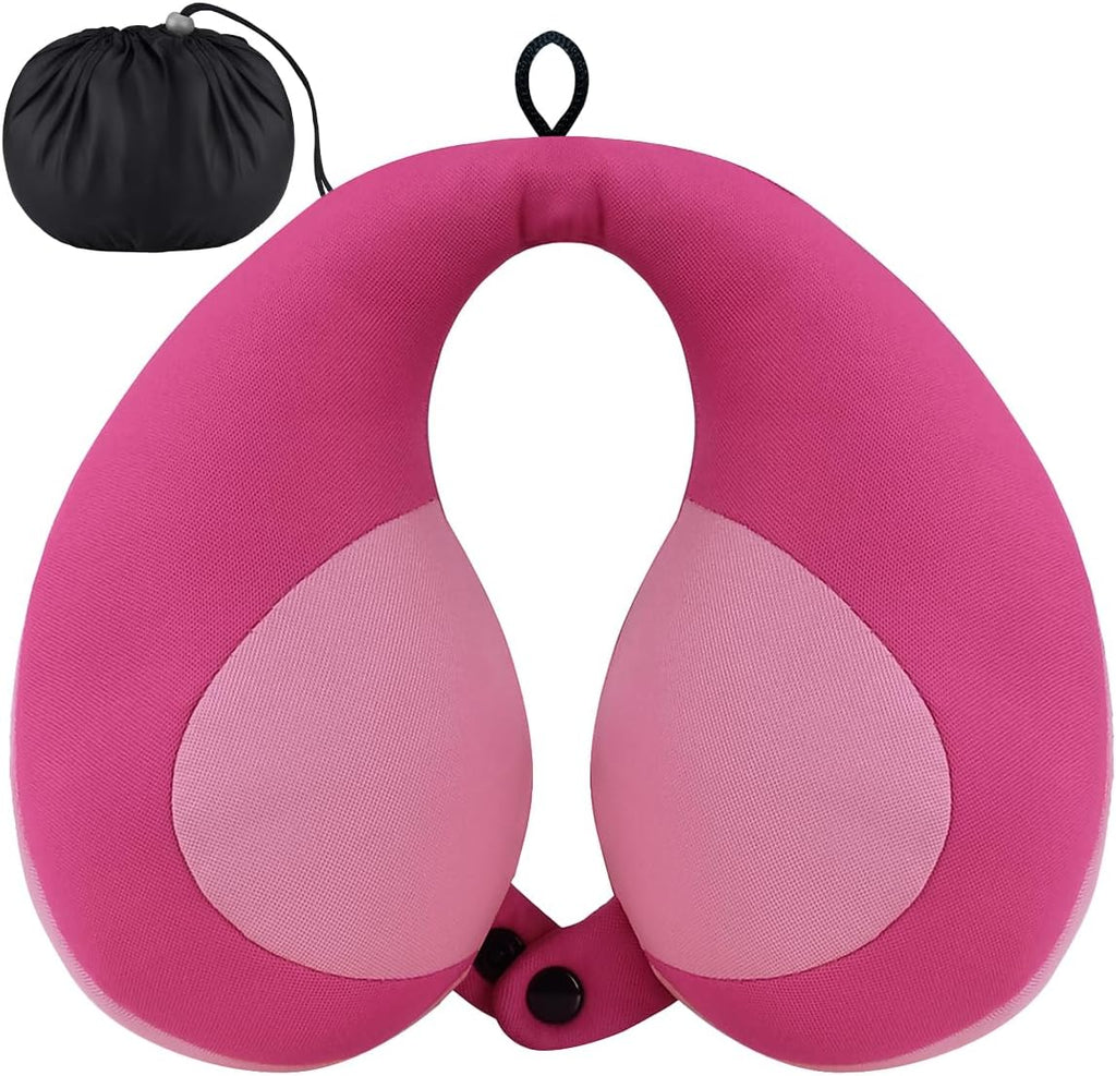 Almohada de Viaje para Niños INFANZIA – Soporte de Cuello y Mentón para Auto y Avión, Rosa