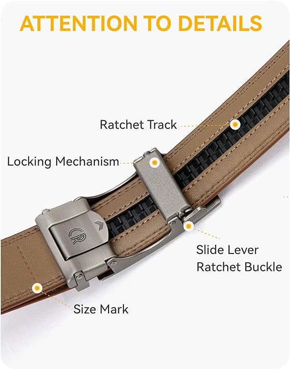 — CHAOREN Cinturón para Hombre de Cuero con Trinquete — Ajuste Personalizable, Estilo sin Esfuerzo (35 mm)