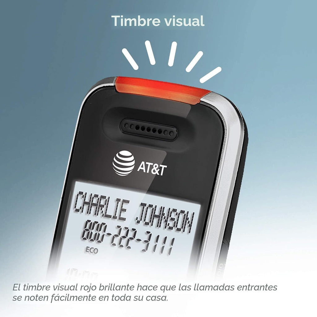 AT&T BL102-2 DECT 6.0 - Juego de 2 teléfonos inalámbricos para el hogar con contestador