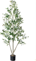 6FT Tall Faux Olive Tree with Lights, Moss & Planter - Artificial Indoor Tree with Realistic Wood Trunk & Lifelike Fruits - Home, Office, Living Room Decor