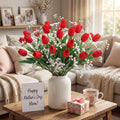 Hotop 30pcs 24 Inch Valentine's Day Artificial Flowers Valentines Floral Decorations Artificial Tulip Fake Baby's Breath Flower Bouquet Faux Bunches for Home Decor, Wedding, DIY Gift Party(Red, White)