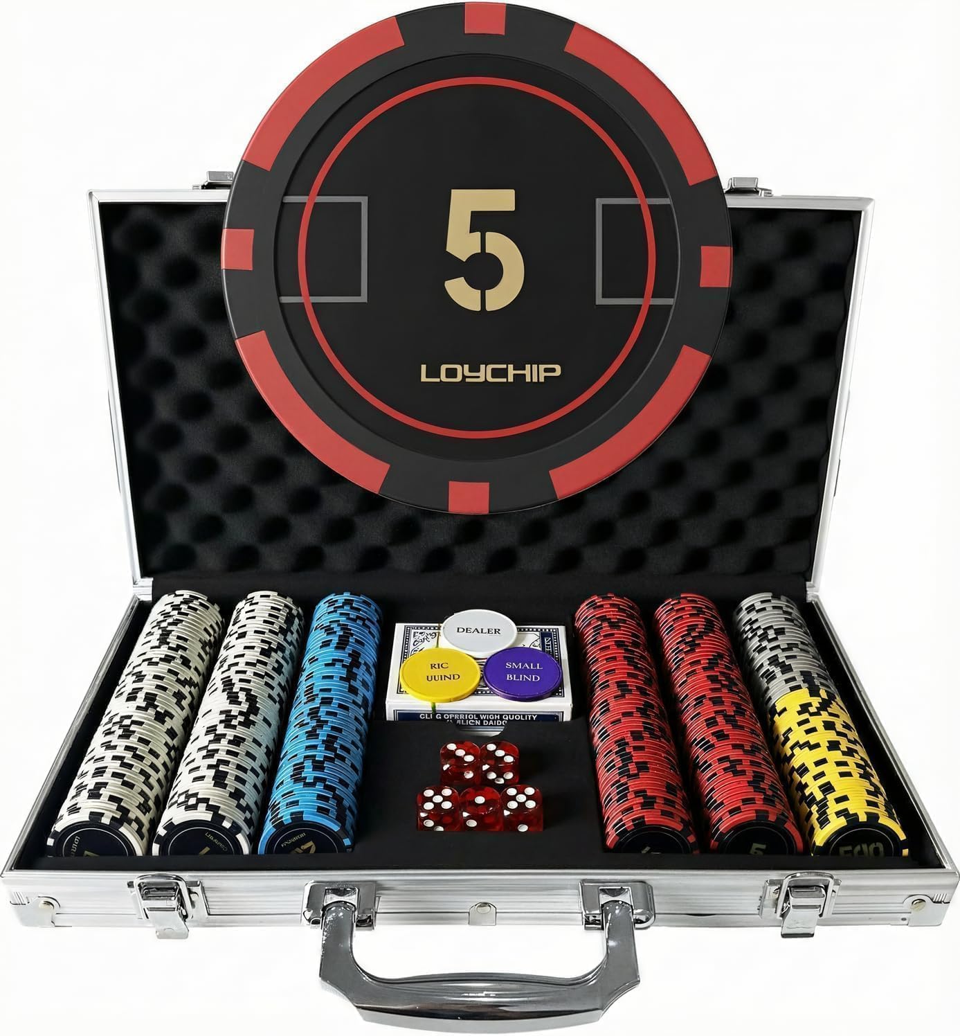 Set de 300 Fichas de Póquer con Núcleo de Hierro – Estuche de Aluminio, Texas Hold’em, 2-8 Jugadores
