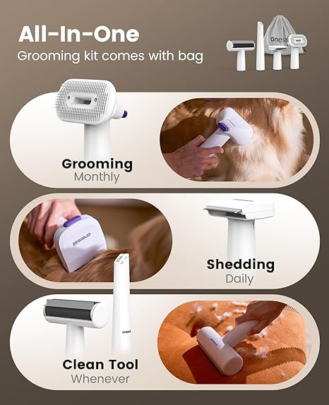 Kit Aspiradora de Aseo para Perros oneisall LM5 – 15000Pa, Cepillo Antipelo, 3 Niveles de Succión, Depósito 1.5L, Bajo Ruido