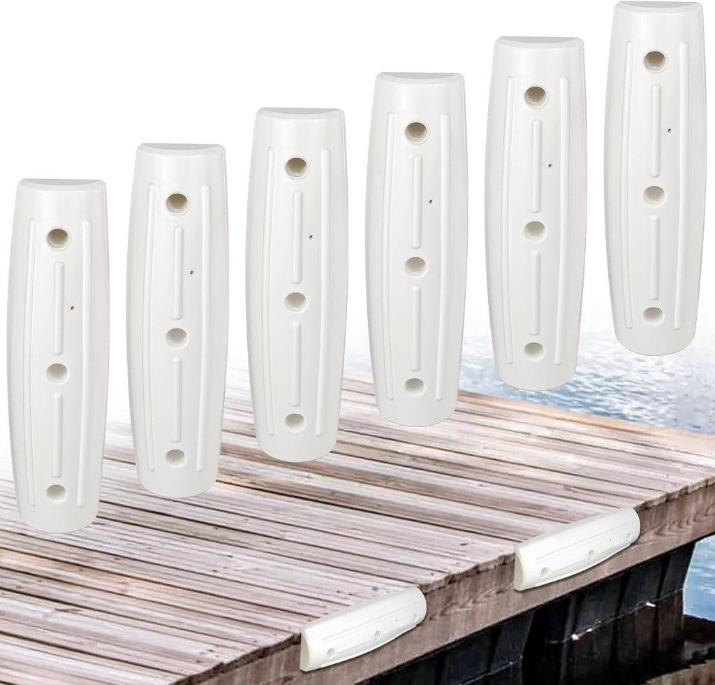 Protectores de Muelle JYINCPED Borde Recto Defensa de Muelle, Protectores Marinos Guardias Laterales, Suave Resistente UV, 43.2cm, Protección Horizontal, Inflable, Paquete de 6, Blanco
