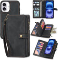 TwoHead Wallet Case Compatible with iPhone 16,Detachable Magnetic Phone Case,PU Leather All-Round Protective Case Wallet with Card Holder/Change Pocket,6.1 in,Black
