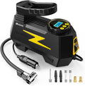 Inflador de Llantas FADAKWALT Portátil | Compresor de Aire DC 12V | Con LED y Manómetro Digital 150 PSI | Para Autos, Motos, Bicicletas y Balones | Amarillo