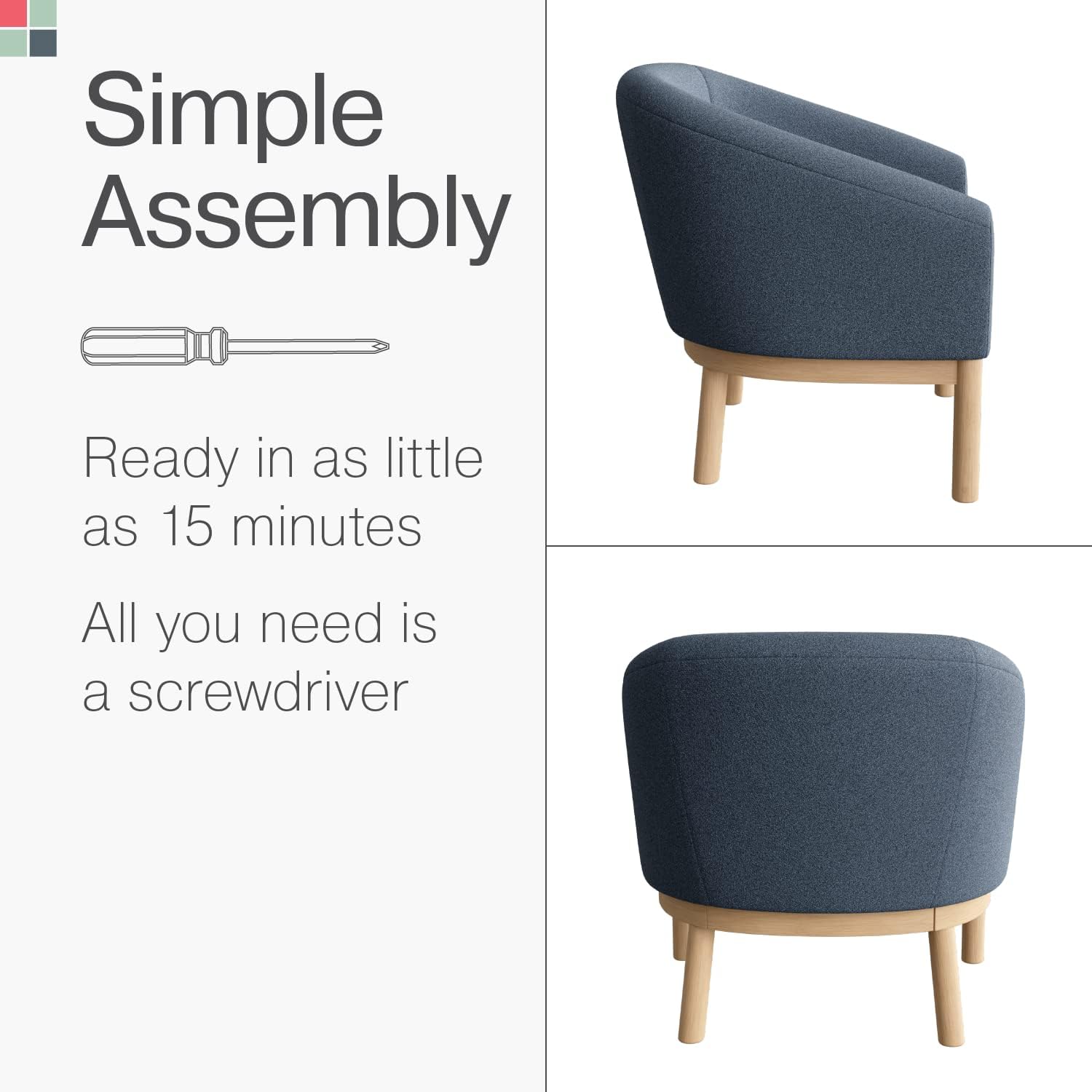 Silla Mid-Century Curva – Colección 2023 – Lujo y Comodidad con Patas de Madera Maciza y Tela Transpirable