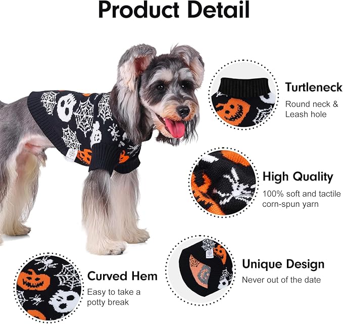 Suéter para perro CuteBone Skull, suéter negro para perro con orificio para correa, ropa para cachorros de tamaño mediano, sudaderas cómodas para cachorros Chihuahua Yorkie Teacup DS100S
