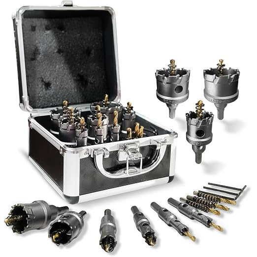 Juego de 14 sierras perforadoras TCT con estuche, 1/2"-1-57/64" Juego de sierras de agujero de carburo de tungsteno