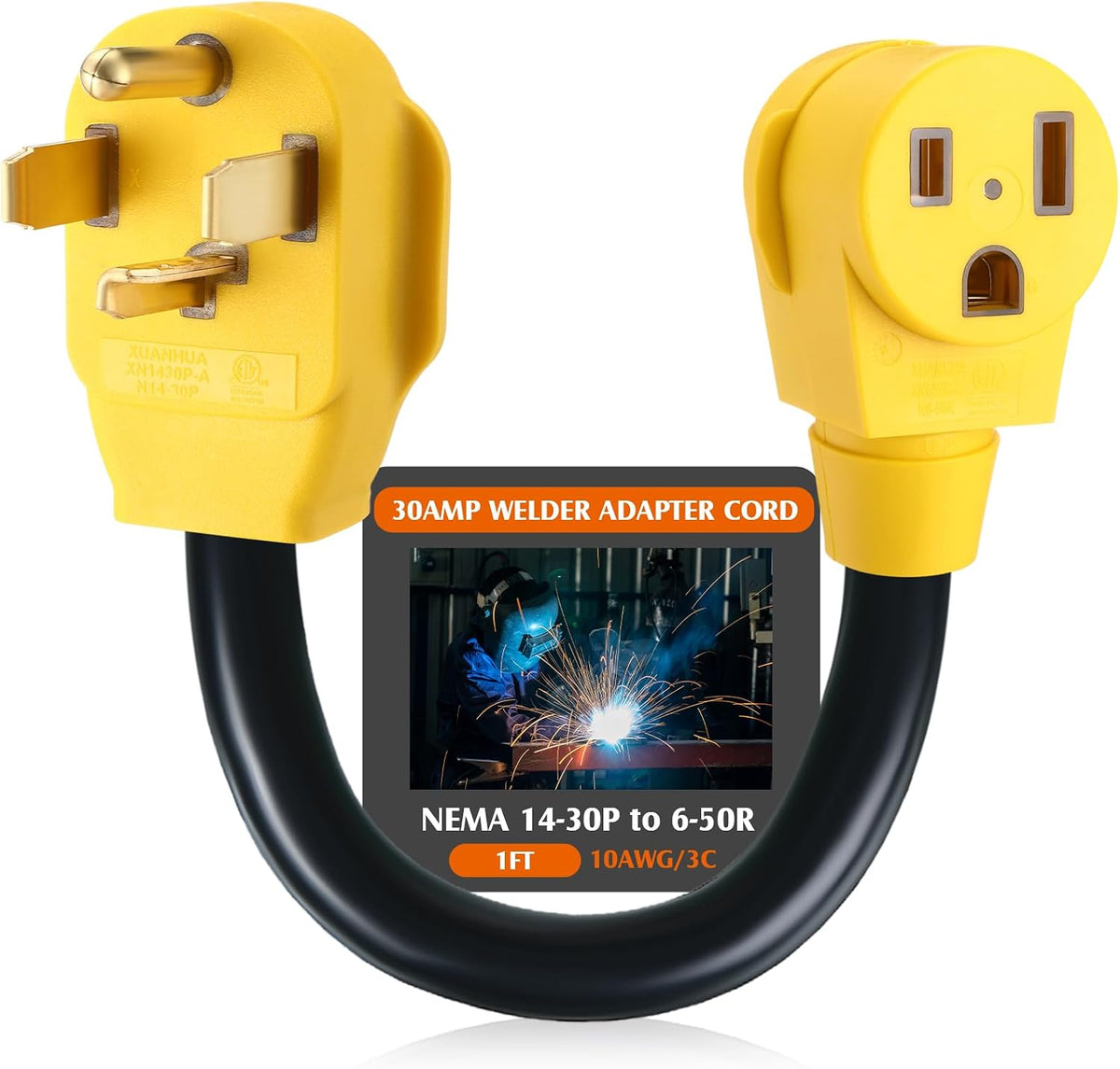 Adaptador Kanayu NEMA 14-30P a 6-50R para Soldadora y Secadora, 30A a 50A