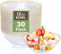 Rubtlamp Paquete de 30 cuencos desechables transparentes, cuencos de plástico transparente con borde dorado, cuencos de sopa de plástico resistente de primera calidad de 355-473 ml para fiestas, bodas y días festivos.