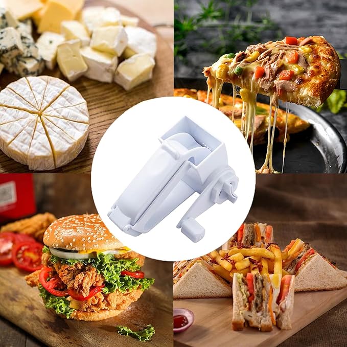 Boao Rallador de queso giratorio manual de mano con tambor de acero inoxidable para rallar nueces de chocolate duro, herramienta de cocina (blanco, 1 tambor)