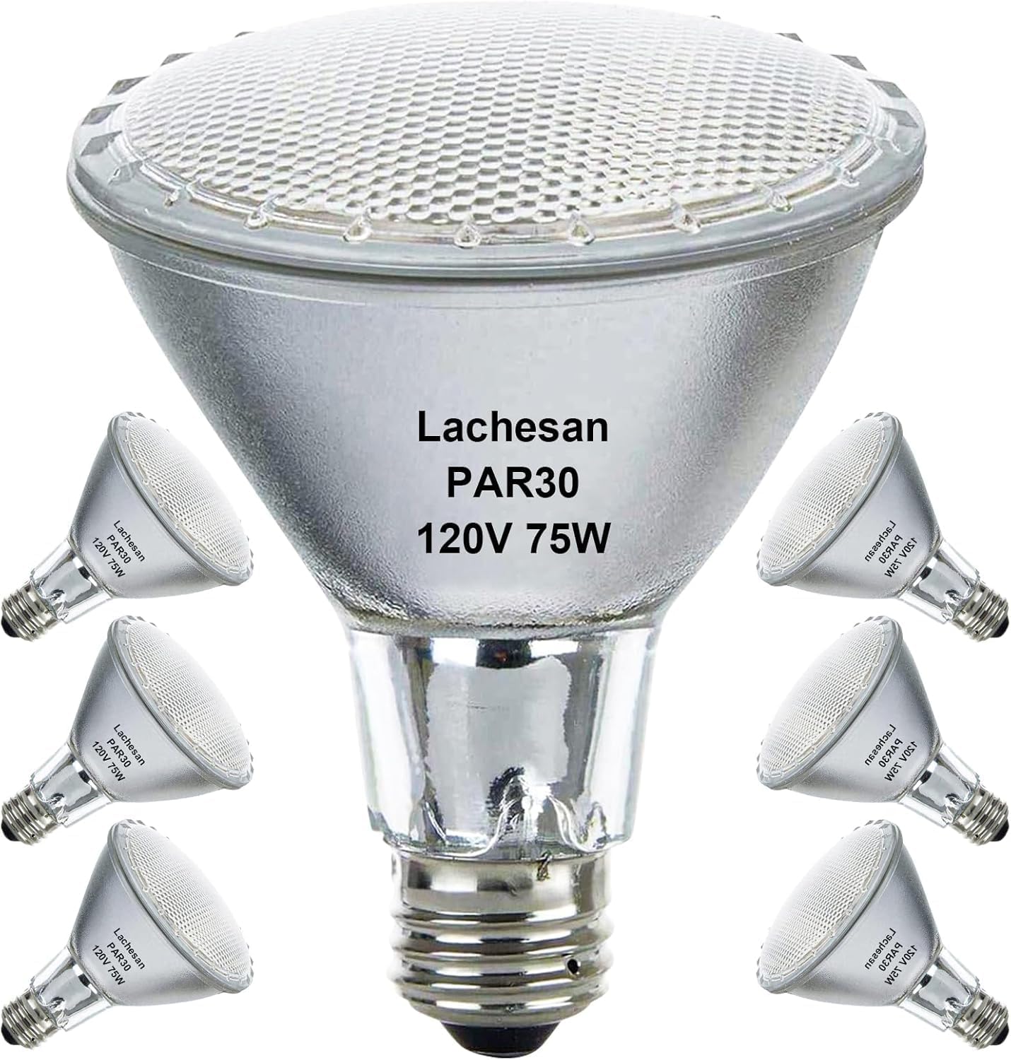 Lachesan Par30 Halogen Flood Light Bulbs120V 75W, Halogen Long Neck Bulb, 2700K Warm White Dimmable High Brightness, Great for Accent Lighting, Tracking, Recessed Bulb