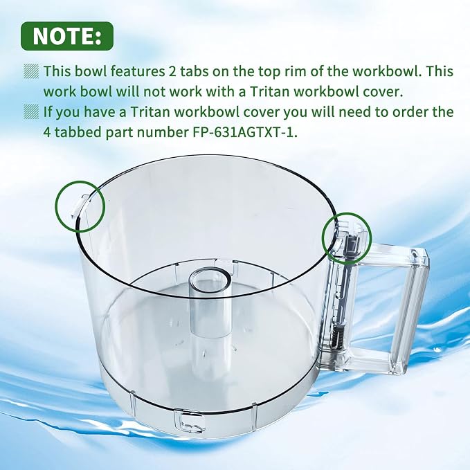 Bowl de Repuesto 7 Tazas para Procesador Cuisinart — Compatible con DLC-10 y DFP-7JBS (Solo modelos con 2 lengüetas)
