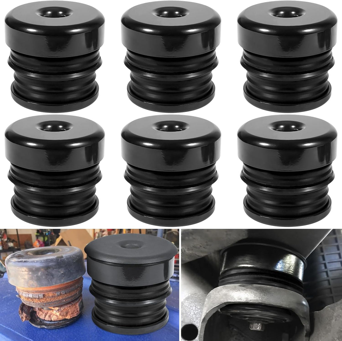 Kit de Montaje de Cuerpo de Silicona para Ford F-250 y F-350 2008-2016 | Paquete de 6 Bujes Negros, Superior al OEM, Para Cabina Regular y Extendida
