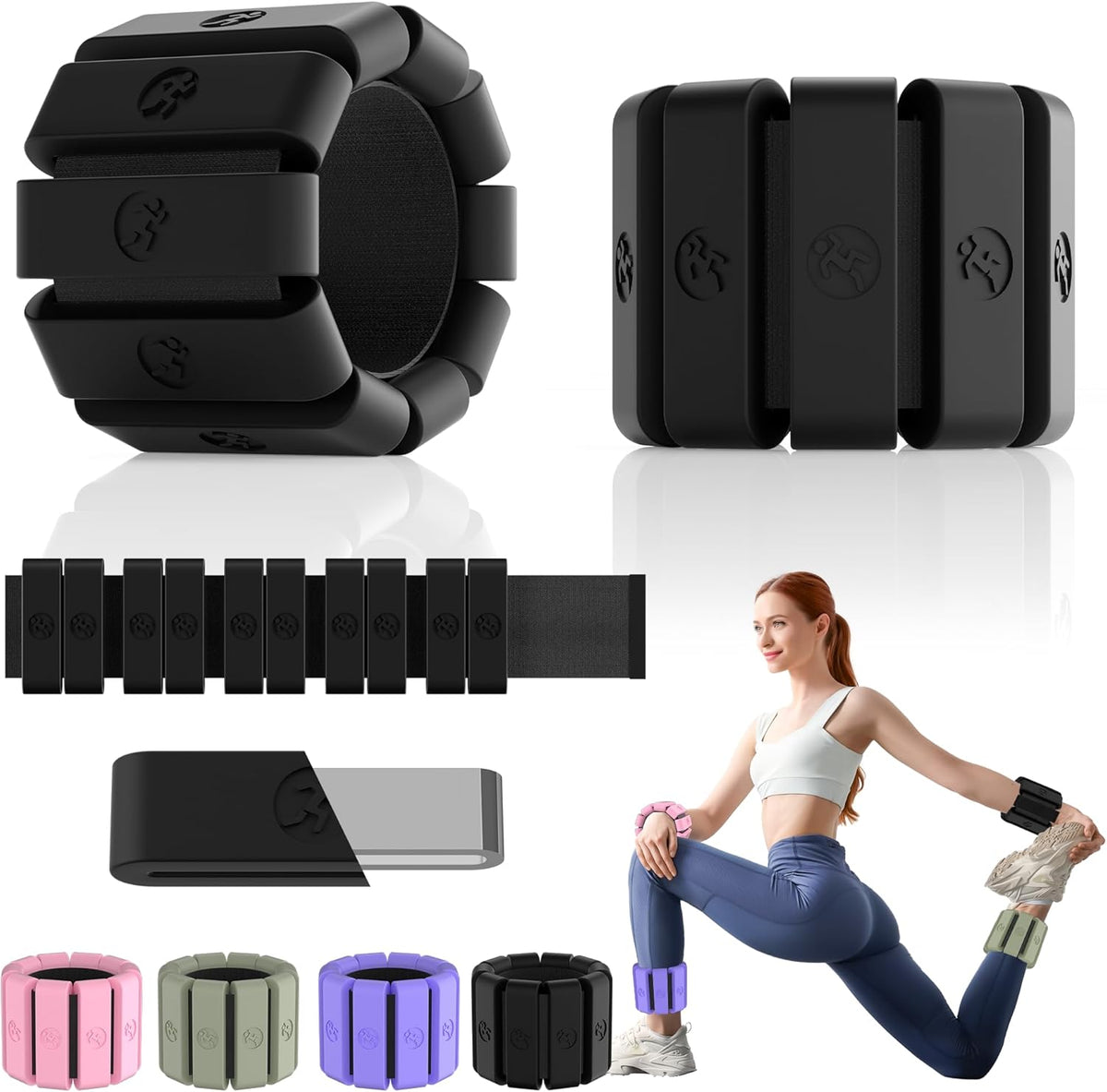 Pesas Ajustables para Muneca y Tobillo 1.5-4 lb para Mujer y Hombre Caminata Yoga Pilates Danza Barre Gimnasio y Ejercicio en Casa