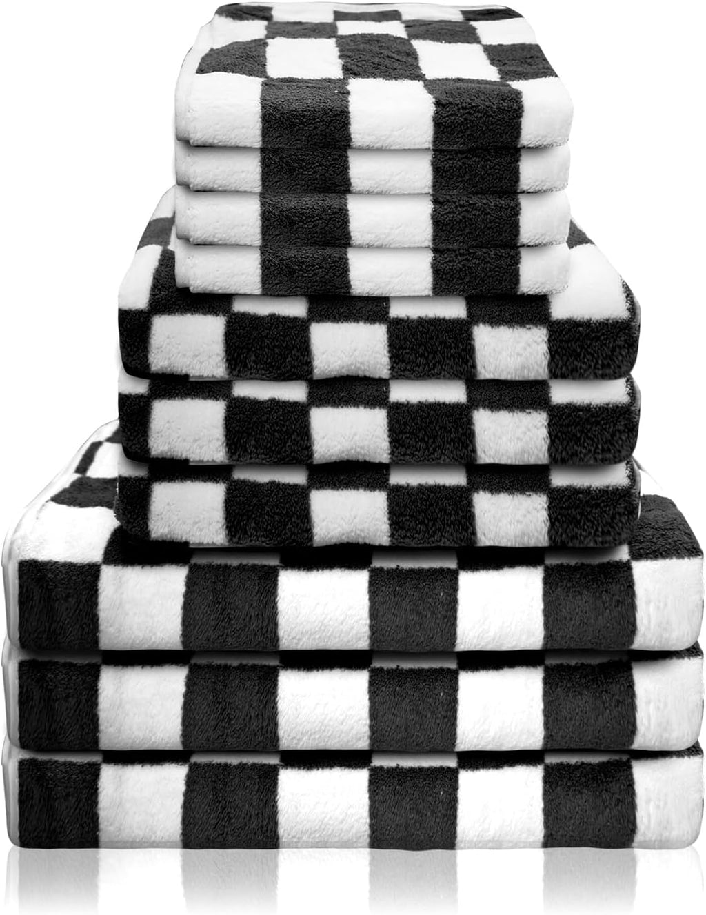 Juego de 10 Toallas LECEHIVO, Negras a Cuadros
