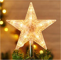 Estrella iluminada para la punta del árbol de Navidad con 10 bombillas reemplazables integradas, 9.5" transparente de cinco puntas, enchufable para decoración de árbol de Navidad, Año Nuevo, oficina, interior, blanco cálido