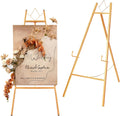 JEAWIWI Gold Easel Stand for Sign, 4-Tier Heavy Duty Metal Display Easels Stand with Adjustable Chain, Floor Easel for Wedding Sign, Painting, Commercial Display