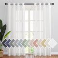Cortinas de lino blanco transparente NICETOWN para sala de estar, 2 paneles de 213 cm de largo, ojales, semitransparentes, privacidad con filtrado de luz, tratamientos de ventana de lino para dormitorio, 132 cm de ancho x 213 cm de largo.