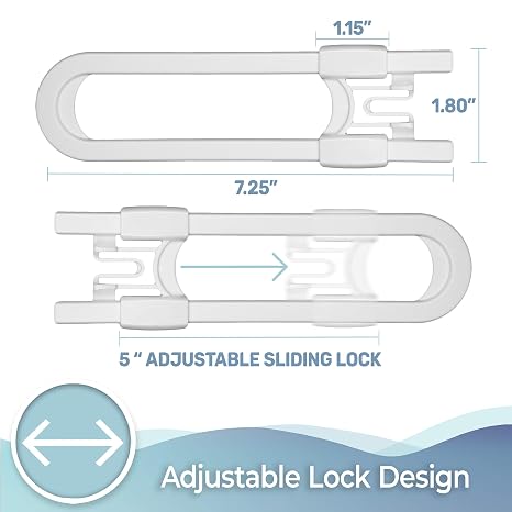 Cerradura deslizante de seguridad para gabinete (paquete de 6) fácil de usar, cerradura de seguridad infantil multiusos, no requiere herramientas ni perforaciones, lo mejor para prueba de bebés