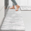 KIMODE Tapetes de Cocina Antifatiga Set 2 Piezas | Alfombras Acolchadas Estilo Granja Multi-Gris 17x47 y 17x29 pulgadas para Fregadero y Oficina