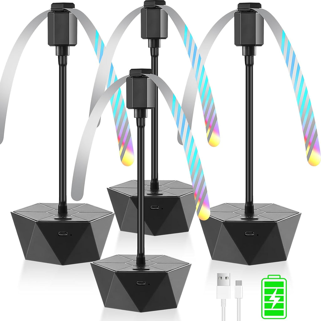 Ventiladores antimoscas Chemotex recargables para mesas, ventilador giratorio de mesa para mantener las moscas alejadas de la comida, ventilador repelente de moscas portátil con aspas de parada suave para exteriores, picnics (negro, paquete de 4)