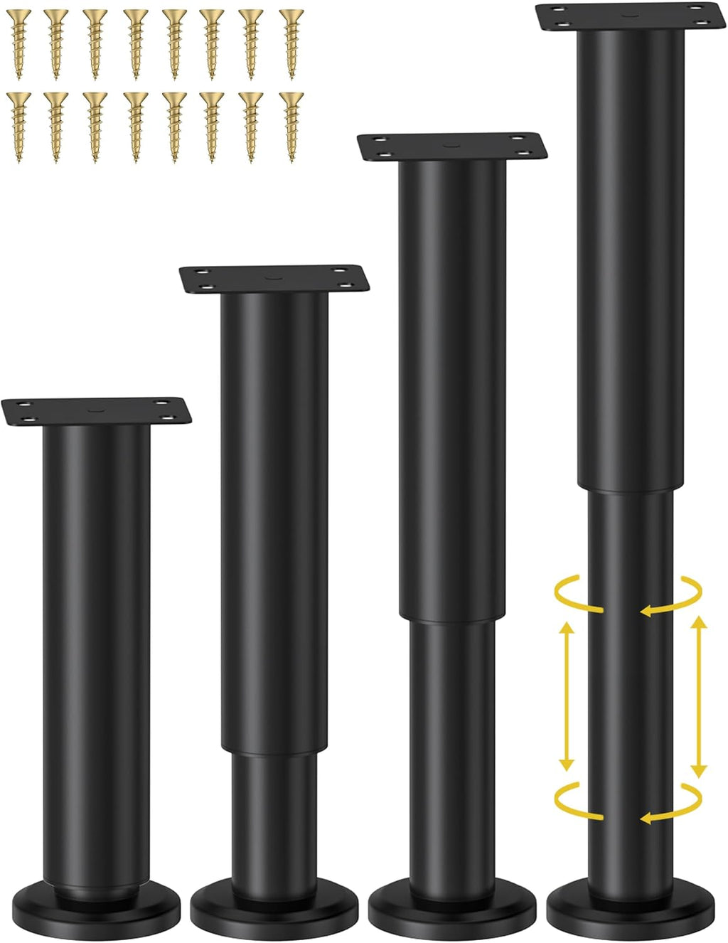 Patas de Soporte Ajustables Wlrrcwdttc para Cama | 4 Piezas de Metal 7.08-12.2 Pulgadas | para Marco, Sofa, Gabinete y Mesa | Reforzadas
