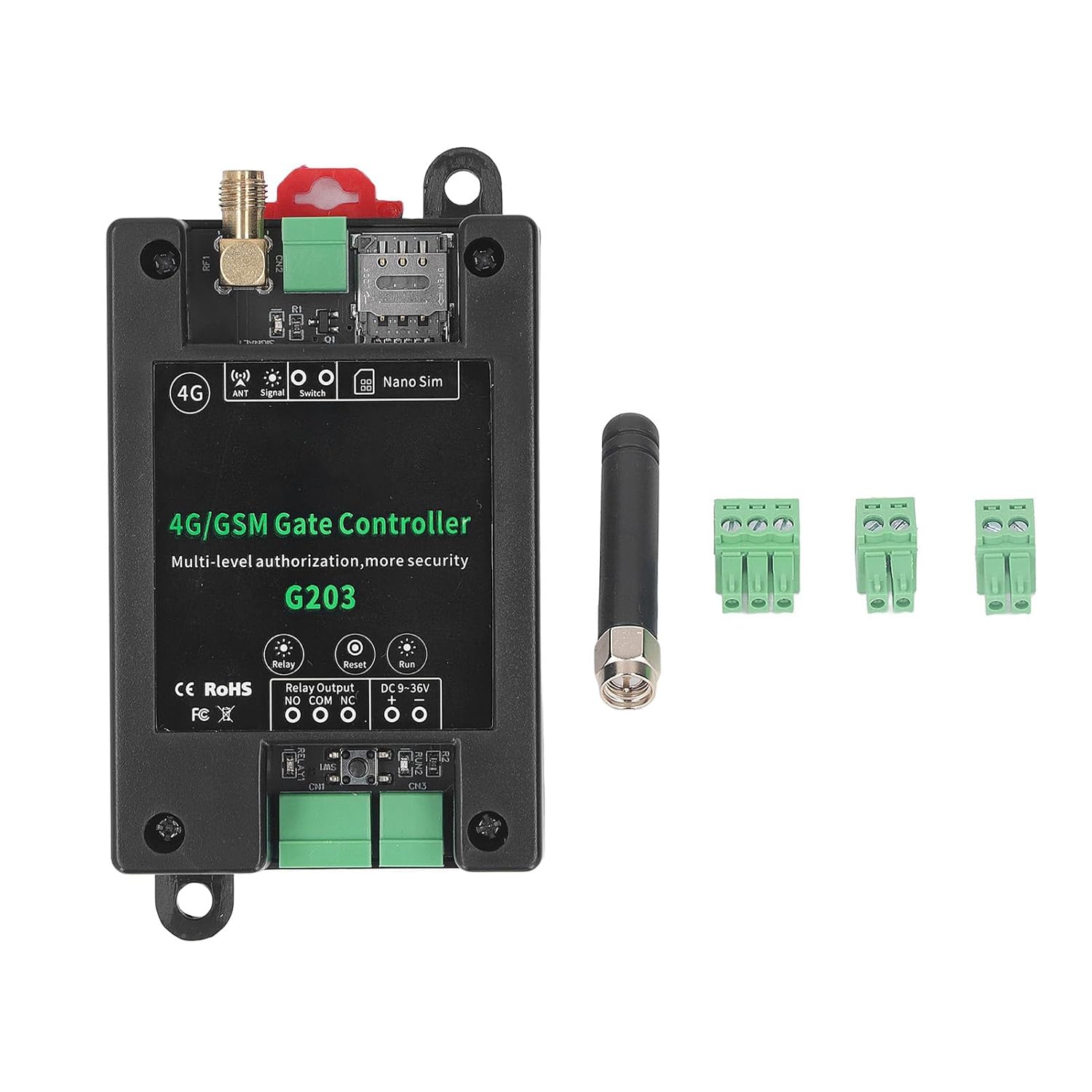 GSM Garage Door Opener Remote Access Controller G203 3G 4G Heavy Duty Industrial DC 9V to 36V Auto Reset Support Restart