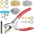 Kit de alicates para ojales completo, herramientas para ojales de 1/4 de pulgada con ojales metálicos, kit de prensa manual para ojales para manualidades de cuero (Diámetro interior 6.4 mm)