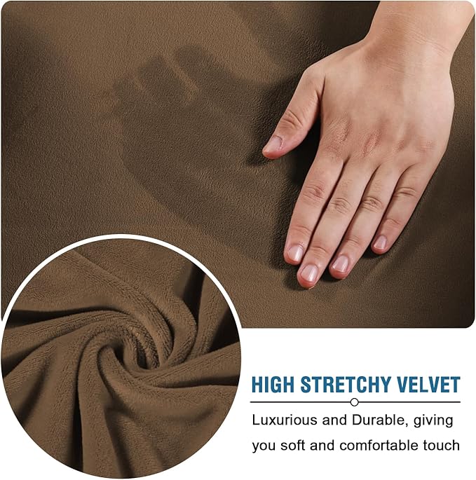 H.VERSAILTEX Funda de Sofá Velvet Plush 3 Piezas — Loveseat hasta 72", Color Bronze Brown