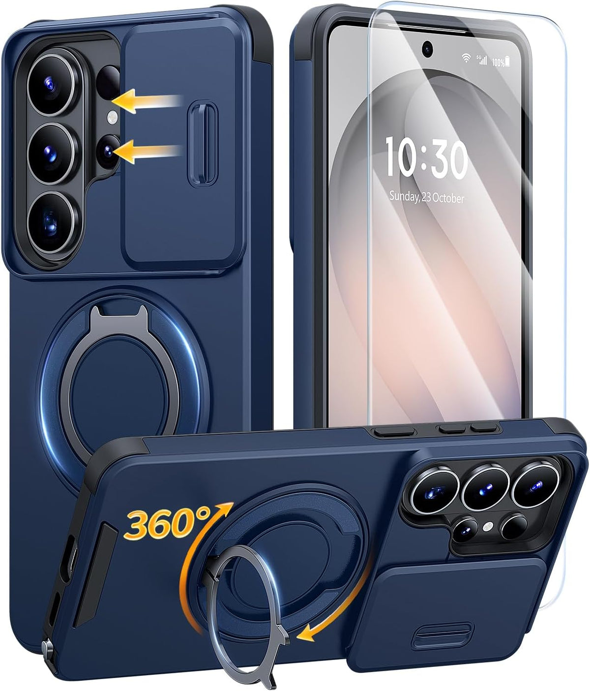 JAME Funda para Samsung Galaxy S26 Ultra con soporte de anillo y cubierta