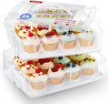 Caja de plástico para cupcakes Gencywe, paquete de 24 unidades, soporte de 2 niveles con tapa y asas, ideal para guardar galletas, pasteles, cupcakes y brownies. Caja reutilizable para cupcakes.