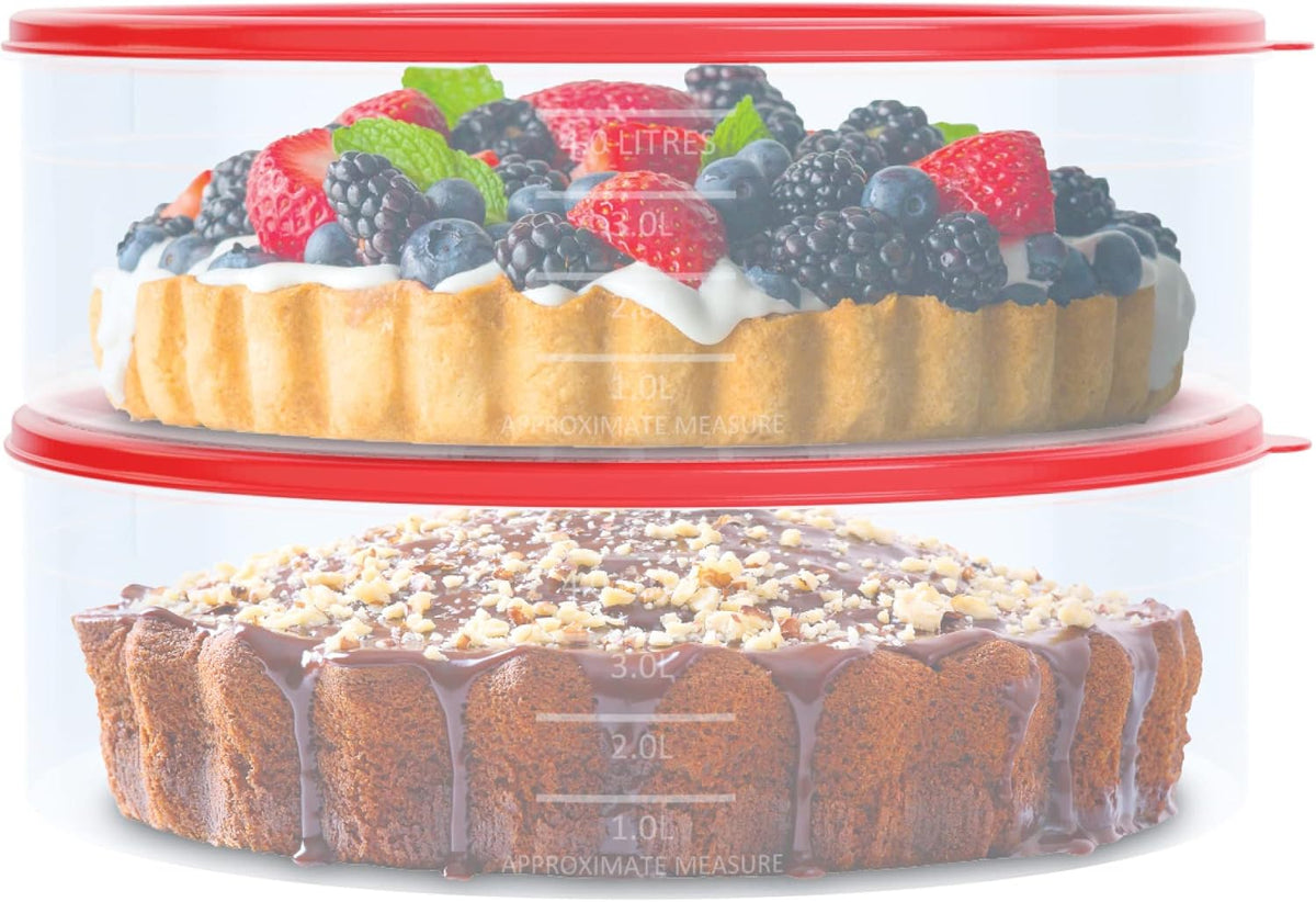 Contenedor Transportador de Pays y Tortas 10.5" – Pack de 2, Hermético, Tapa Incluida