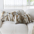 Juego de 2 fundas de almohada de piel de conejo MOOX, almohada decorativa lumbar de piel suave y mullida, piel auténtica de animal, 30 x 50 cm, funda para sofá, sillón o cama, color amarillo y blanco.