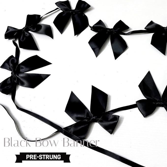 guirnalda con moño, decoración de moño de cinta para fiesta de baby shower, moño coqueto para decoración de cumpleaños para niñas (negro)