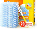 Recargas de plumero resistentes para Swiffer Duster, 20 unidades de recargas de plumero con 1 asa, plumeros multisuperficie de 360° con 4 microfibras