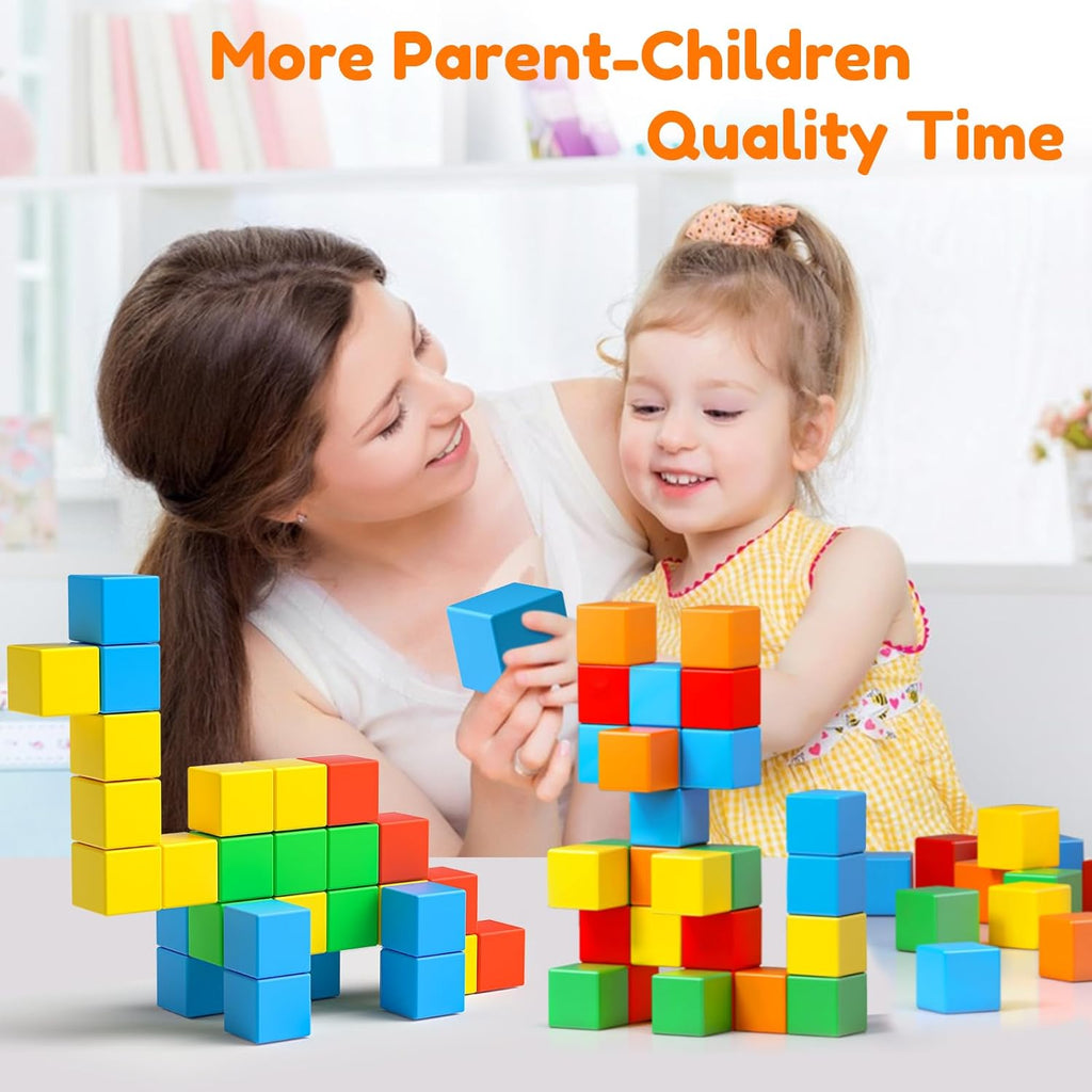 Bloques magnéticos, 32 piezas, bloque de construcción magnético grande para niños de 3, 4, 5, 6, 7, 8 años, cubos magnéticos de color, juguetes de aprendizaje para niños de 1 a 3 años, juguetes sensoriales de 4 a 8 años, regalos de Navidad y cumpleaños